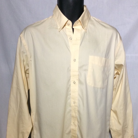 Men’s Lands End Button Down Yellow Shirt 15&1/2-32 - Picture 1 of 5